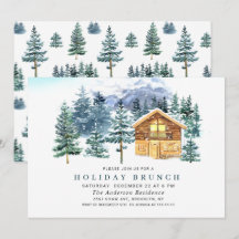 Watercolor Pine Tree Chic Christmas HOLIDAY BRUNCH