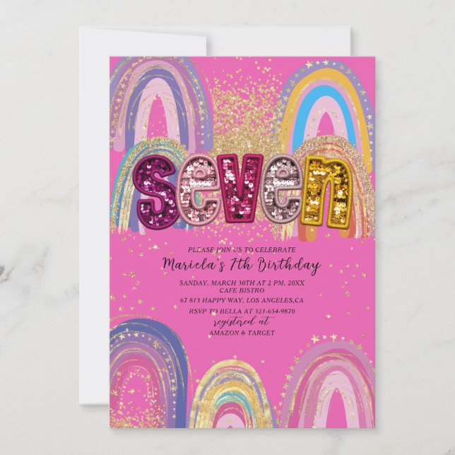 Convites  Watercolor pink and gold stars  BirthdaInvitation (Frente)