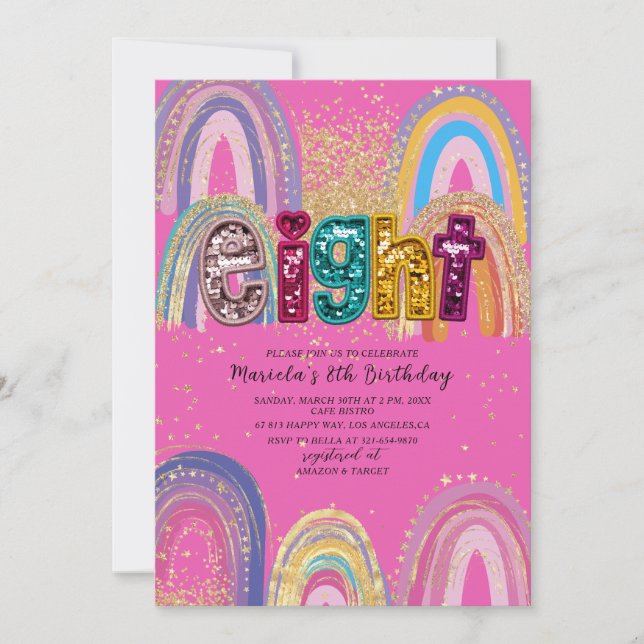 Convites  Watercolor pink and gold stars  BirthdaInvitation (Frente)