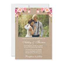 Watercolor Pink Blush Foto Floral Casamento Kraft