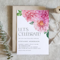 Watercolor Pink Dahlia Floral Sweet Party Sessenta