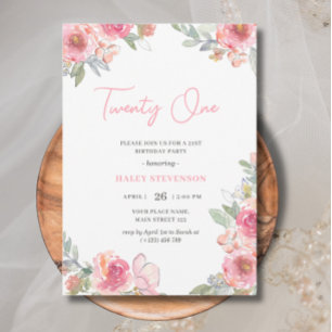 Convites Watercolor Pink Floral 21 Boho Birday