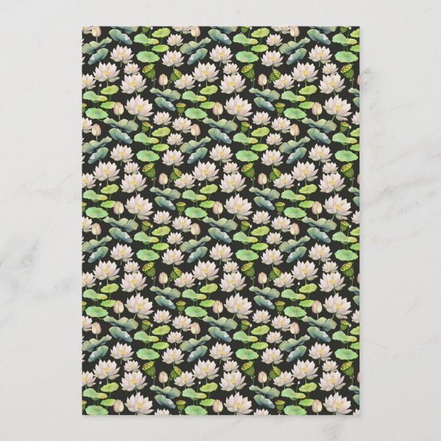 Convites Watercolor Pink Lotus Seamless Pattern (Frente)