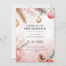 Convites Watercolor Pink New Year's Eve Party