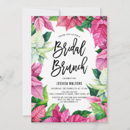 Convites Watercolor Pink Poinsettias Floral Bridal Brunch