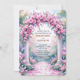 Convites Watercolor Pink Rose Arch Garden Invitation