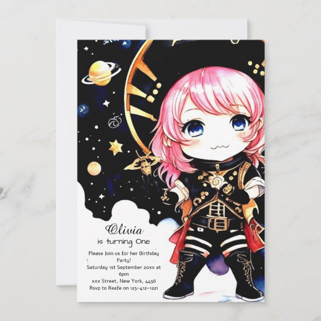 Convites Watercolor Pirate Birthday (Frente)