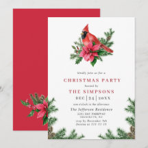 Watercolor Poinsettia Red Cardinale Party