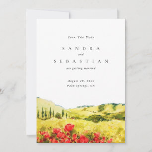 Convites Watercolor Poppy Spring Weding A data