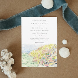 Convites Watercolor Positano Itália Casamento de Destino