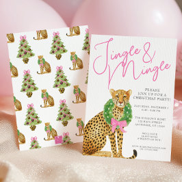 Convites Watercolor Preppy Leopard Christmas Party