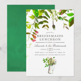 Convites Watercolor Primavera Foliage Bridesmaids Luncheids