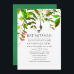 Convites Watercolor Primavera Greenery Bat Mitzvah<br><div class="desc">Tendy green e white primavera foliage bat mitzvah convites personalizáveis para suas especificações de evento.</div>