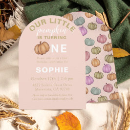 Convites Watercolor Pumpkin First Birthday Invitation