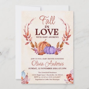 Convites Watercolor Pumpkin Floral Fall in Love Chá de fral