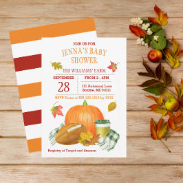 Convites Watercolor Pumpkin Latte e Chá de fraldas de Futeb