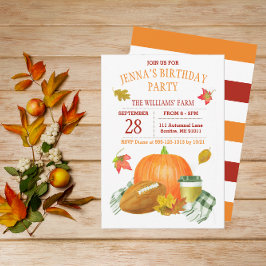 Convites Watercolor Pumpkin Latte e Futebol Party