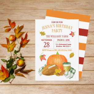 Convites Watercolor Pumpkin Latte e Futebol Party