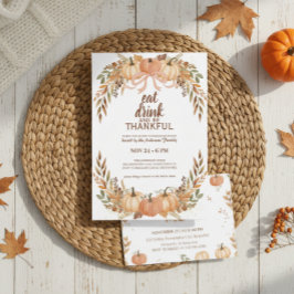 Convites Watercolor Pumpkin Thanksgiving Invitation