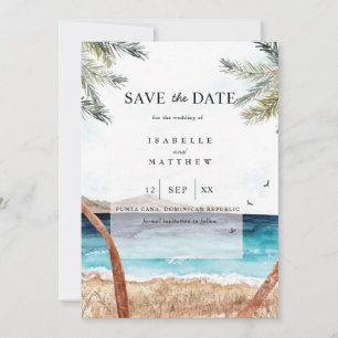 Convites Watercolor Punta Cana Tropical Beach Salvar a Data