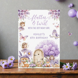 Convites Watercolor Purple Fairy Birthday Invitation