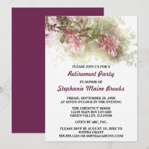 Convites Watercolor Purple Jasmine Retirement Party