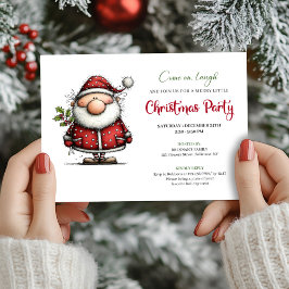 Convites Watercolor quirky Santa holiday party invitation
