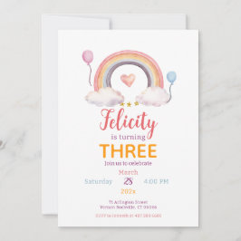 Convites Watercolor Rainbow Party