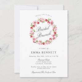 Convites Watercolor Red Pink Floral Wreath Bridal Brunt