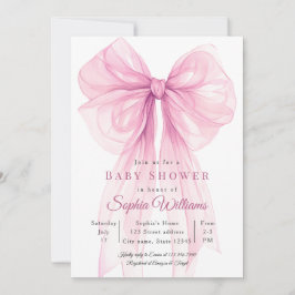 Convites Watercolor Ribbon Girl Baby Shower Invite