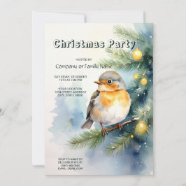 Convites Watercolor Robin on a Pine Branch Party Invitation
