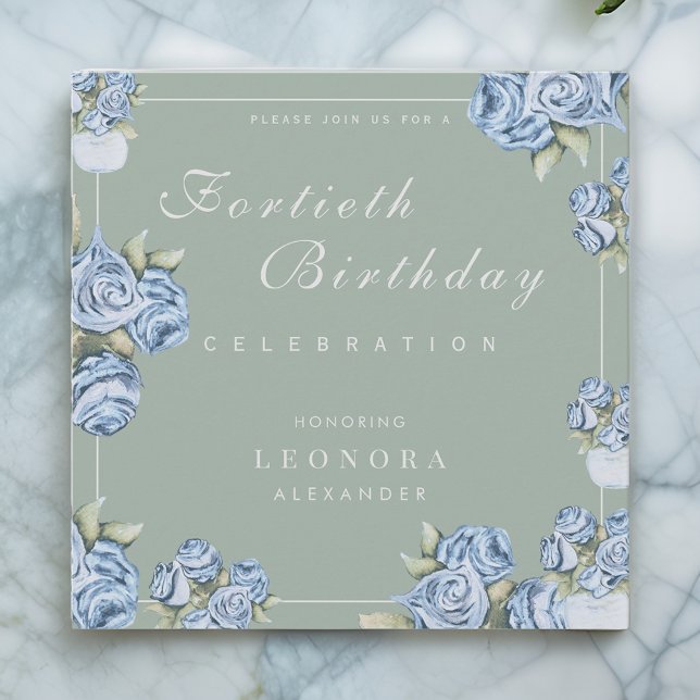 Convites Watercolor Rosa ANY Milestone Floral Birday (Criador carregado)
