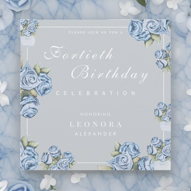 Convites Watercolor Rosa ANY Milestone Floral Birday (Criador carregado)