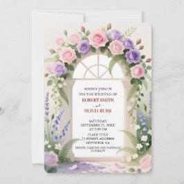Convites Watercolor Rose Arch Fairytale Wedding Invitation
