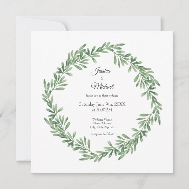 Convites Watercolor Rosemary Wreath (Frente)