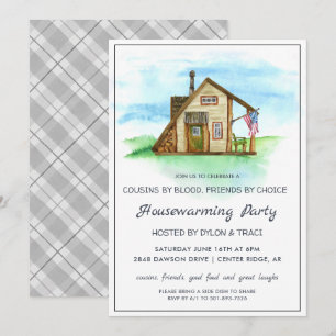 Convites Watercolor Rustic Farmhouse Housearming Party
