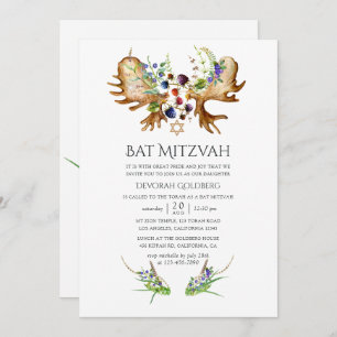 Convites Watercolor Rustic Forest Bat Mitzvah