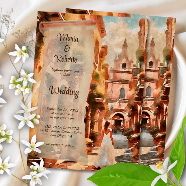 Convites Watercolor Rustic Town Mexicana Weditation (Criador carregado)
