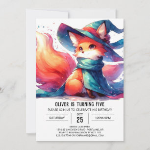 Convites Watercolor Rusx Fox Birthday