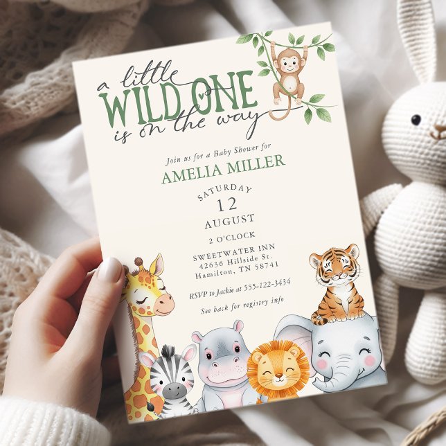 Convites Watercolor Safari Jungle Animals Baby Shower  (Watercolor Safari Jungle Animals Baby Shower Invitation)