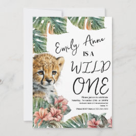 Convites Watercolor Safari Wild One Baby Animal Birthday B