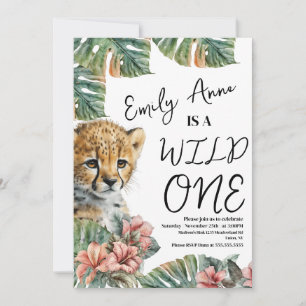 Convites Watercolor Safari Wild One Baby Animal Birthday B