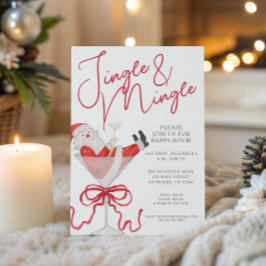 Convites Watercolor Santa Christmas Cocktail Party