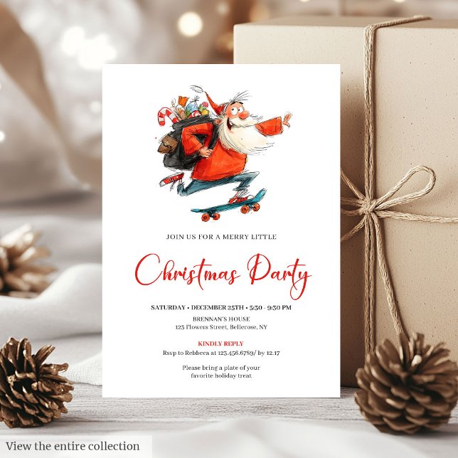 Convites Watercolor Santa Funny Holiday Party Invitation (Watercolor Santa Funny Holiday Party Invitation)