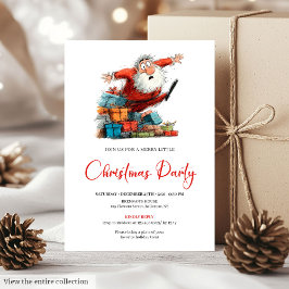 Convites Watercolor Santa Quirky Funny Holiday Party Invite