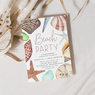 Convites Watercolor Seashell Beach Party
