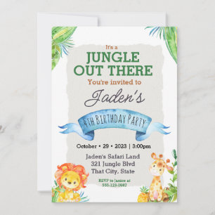 Convites Watercolor Selgle Animal Birthday Invance