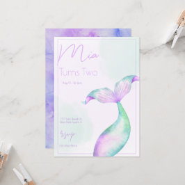 Convites Watercolor Sereid Tail Smermaid Sea Girls Aniversá