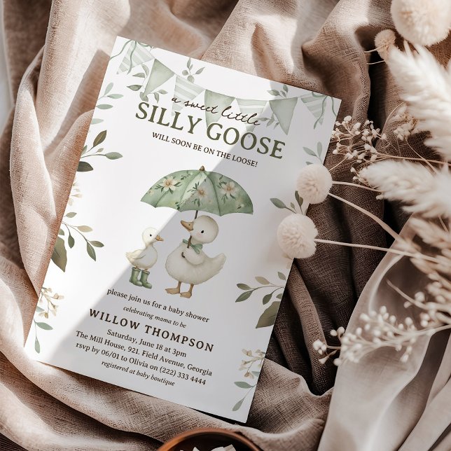 Convites Watercolor Silly Goose Baby Shower (Criador carregado)