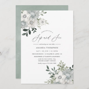 Convites Watercolor Silver Sage Floral Sip e Consulte